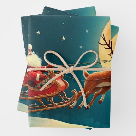 Santa Claus in Sleigh Geschenkpapier Set (Beispiel)
