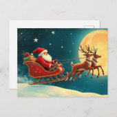 Santa Claus in Sleigh Postkarte (Vorne/Hinten)