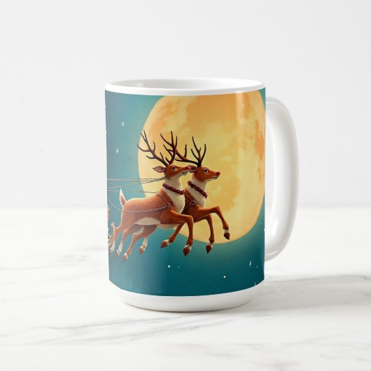 Santa Claus in sleigh with reindeer Kaffeetasse (VorderseiteRechts)