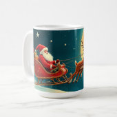 Santa Claus in sleigh with reindeer Kaffeetasse (Vorderseite Links)