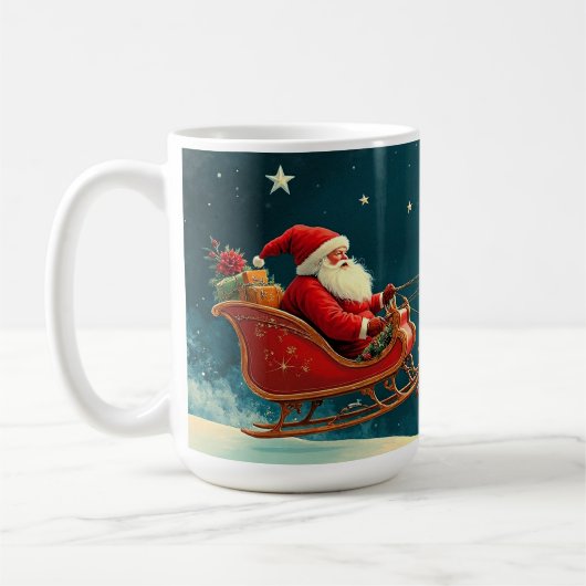 Santa Claus in sleigh with reindeer Kaffeetasse (Links)