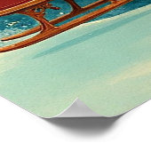 Santa Claus in sleigh with reindeer Poster (Ecke)