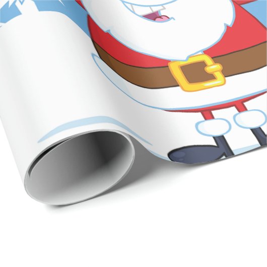 Santa Claus in Snowy Winter Scene Geschenkpapier (Rolleneckpunkt)