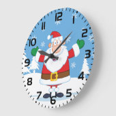 Santa Claus in Snowy Winter Scene Große Wanduhr (Winkel)