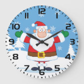 Santa Claus in Snowy Winter Scene Große Wanduhr (Vorderseite)