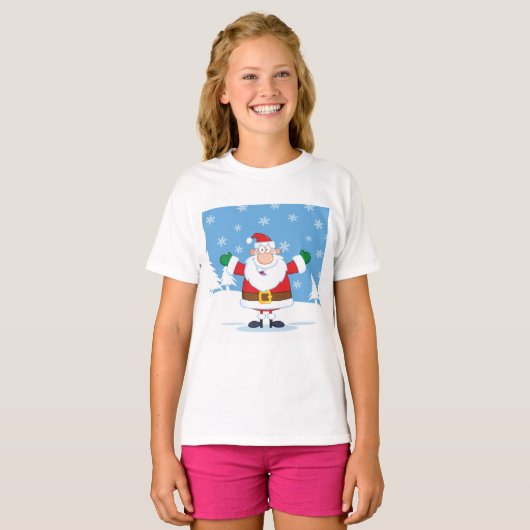 Santa Claus in Snowy Winter Scene T-Shirt (Vorne ganz)