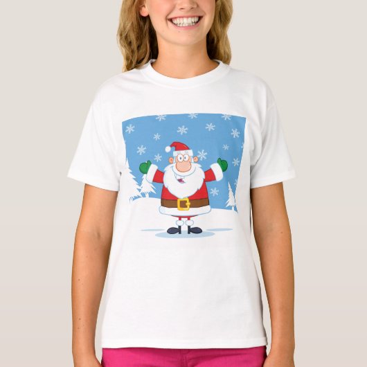 Santa Claus in Snowy Winter Scene T-Shirt (Vorderseite)