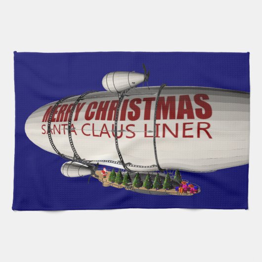 Santa Claus in Zeppelin Geschirrtuch (Horizontal)