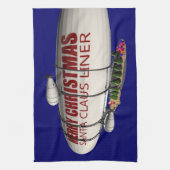 Santa Claus in Zeppelin Geschirrtuch (Vertikal)