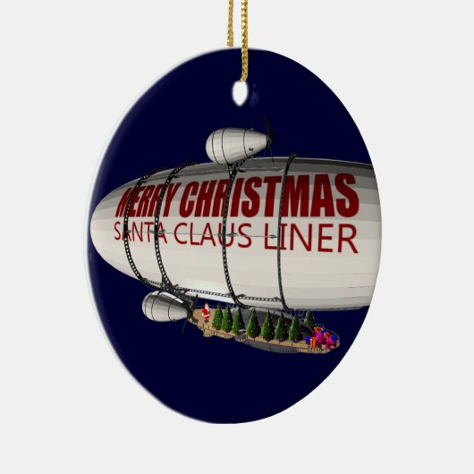 Santa Claus in Zeppelin Keramik Ornament (Rechts)