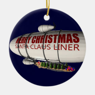 Santa Claus in Zeppelin Keramik Ornament