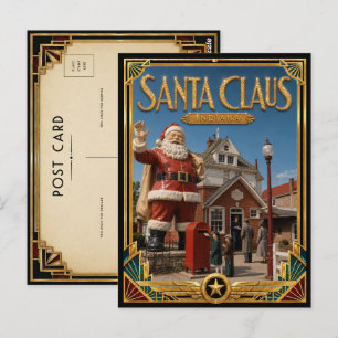 Santa Claus Indiana Vintage Art Deco Golden Age Postkarte