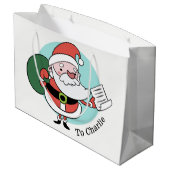 Santa Claus individuelle Name große Geschenktasche Große Geschenktüte (Rückseite Schrägansicht)