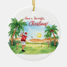Santa Claus is golfing Christmas in Florida Keramik Ornament