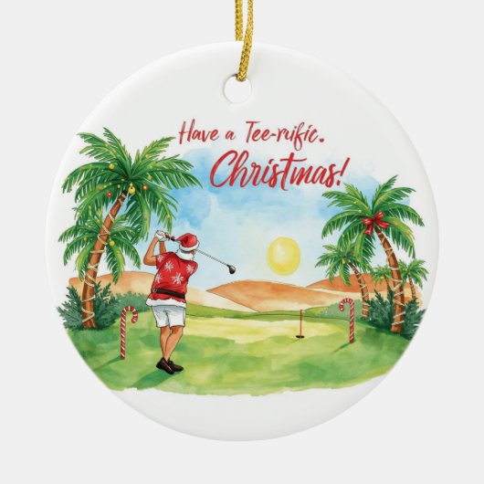Santa Claus is golfing Christmas in Florida Keramik Ornament (Vorne)