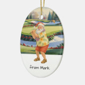 Santa Claus is golfing on golf course at Baunker Keramik Ornament (Links)