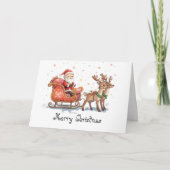 Santa Claus is on its way & whimsical Christmas Karte (Vorderseite)