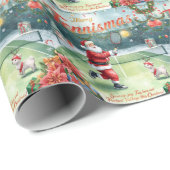 Santa Claus is playing tennis Christmas Holiday  Geschenkpapier (Rolleneckpunkt)