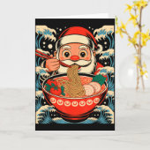Santa Claus isst Ramen-Nudeln japanisches Weihnach Karte (Gelbe Blume)