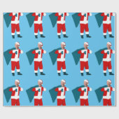 santa claus jodblauen Weihnachten Geschenkpapier (Flach)
