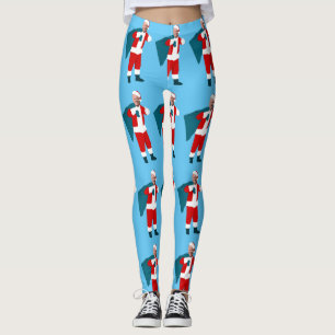 santa claus joe biden blaues weihnachten leggings