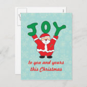 Santa Claus Joy Christmas Postcard Feiertagspostkarte (Vorne/Hinten)