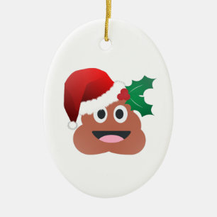 santa claus kackte emoji keramik ornament