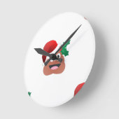 santa claus kackte emoji runde wanduhr (Winkel)
