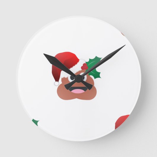 santa claus kackte emoji runde wanduhr (Vorderseite)