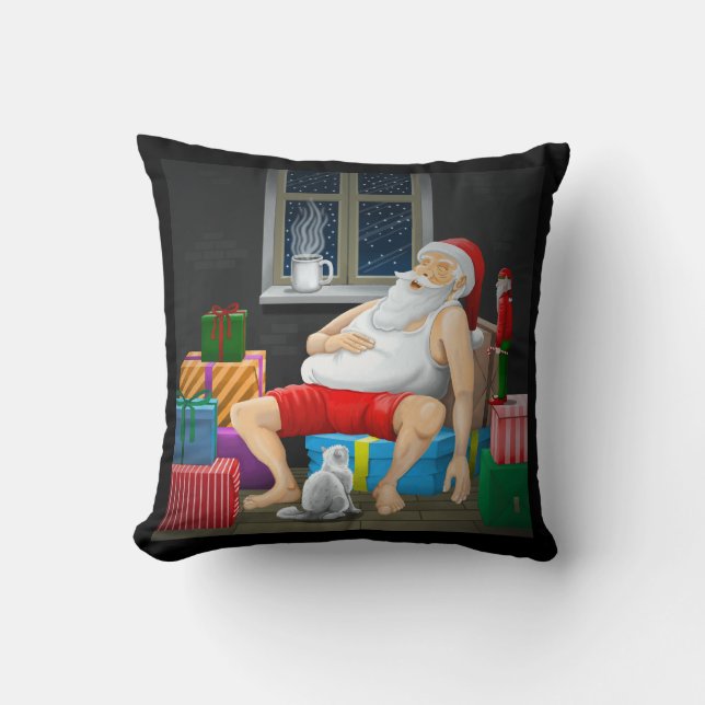 Santa Claus Kaffeezeit Kissen (Vorderseite)