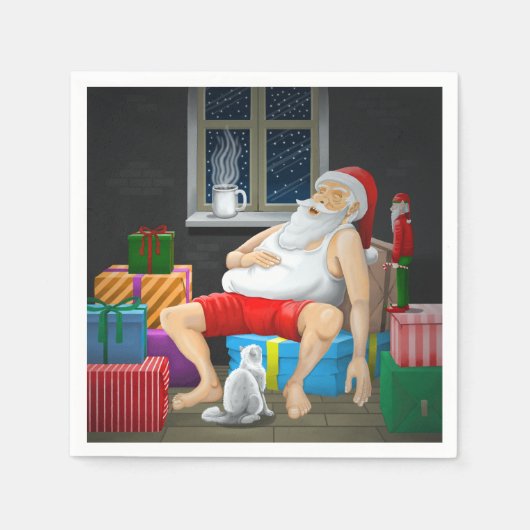 Santa Claus Kaffeezeit Serviette (Vorderseite)
