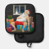Santa Claus Kaffeezeit Topflappen (Vorderseite/Rückseite)