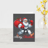 Santa Claus Karate Player Frohe Weihnachtsschnee X Karte (Gelbe Blume)