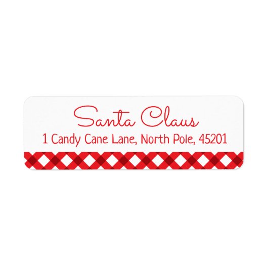 Santa Claus Kariertes Adressetikett (Vorne)