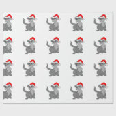 Santa Claus Katze mit roter Weihnachtsmannmütze Geschenkpapier (Flach)