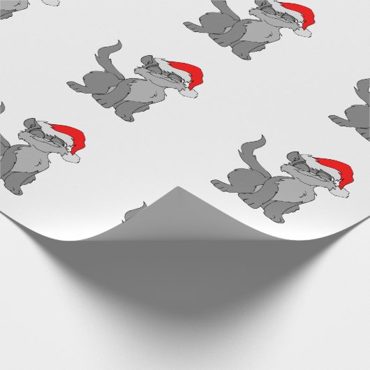 Santa Claus Katze mit roter Weihnachtsmannmütze Geschenkpapier (Ecke)