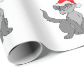 Santa Claus Katze mit roter Weihnachtsmannmütze Geschenkpapier (Rolleneckpunkt)