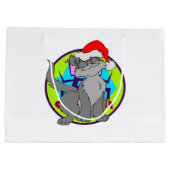 Santa Claus Katze mit roter Weihnachtsmannmütze Große Geschenktüte (Rückseite)