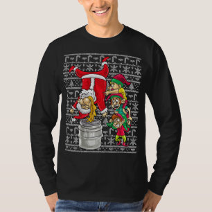 Santa Claus Keg Stand Bierelfen trinken Spaß Ch T-Shirt