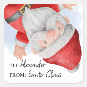 Santa Claus Kids Weihnachten Quadratischer Aufkleber