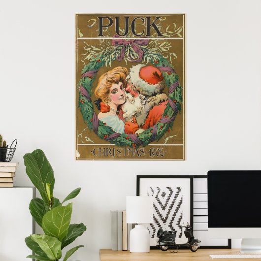 Santa Claus Kissing Momma 1905 Poster (Heimbüro)