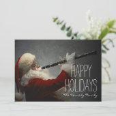 Santa Claus Klarinette Feiertagskarte (Stehend Vorderseite)
