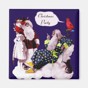 SANTA CLAUS, KLEINE ANGEL & MERLIN Weihnachtsfest  Magnet