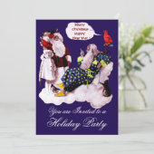 SANTA CLAUS, KLEINE ANGEL & MERLIN Weihnachtsgebäc Einladung (Stehend Vorderseite)