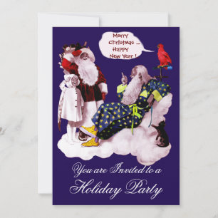SANTA CLAUS, KLEINE ANGEL & MERLIN Weihnachtsgebäc Einladung