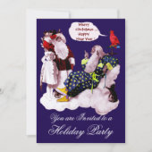 SANTA CLAUS, KLEINE ANGEL & MERLIN Weihnachtsgebäc Einladung (Vorderseite)