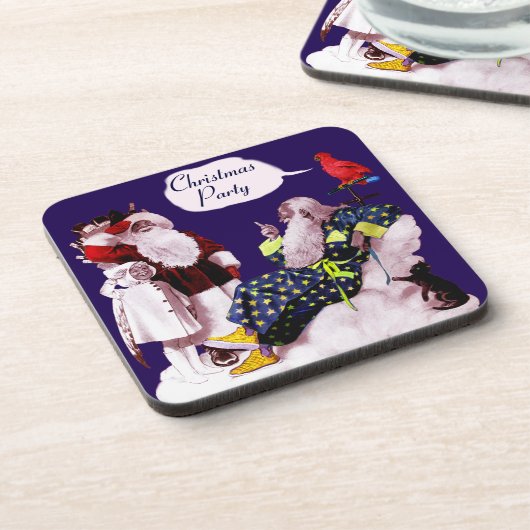 SANTA CLAUS, KLEINE ANGEL & MERLIN Weihnachtsgebäc Getränkeuntersetzer (Linke Seite)