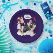 SANTA CLAUS, KLEINE ANGEL & MERLIN Weihnachtsgebäc Pappteller (Party)