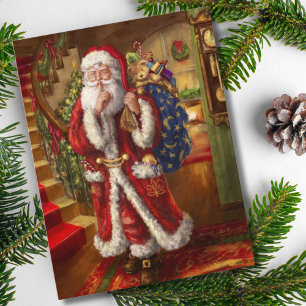 Santa Claus kommt Feiertagspostkarte