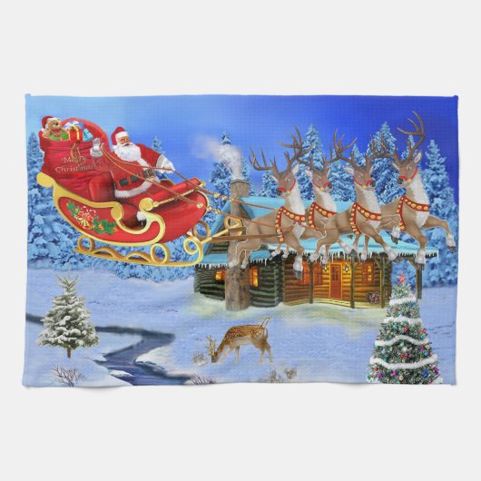 SANTA CLAUS KOMMT GESCHIRRTUCH (Horizontal)